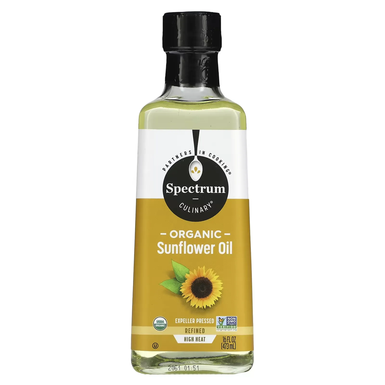 Organic High Heat Sunflower Oil, Refined, 16 fl oz (473 ml)