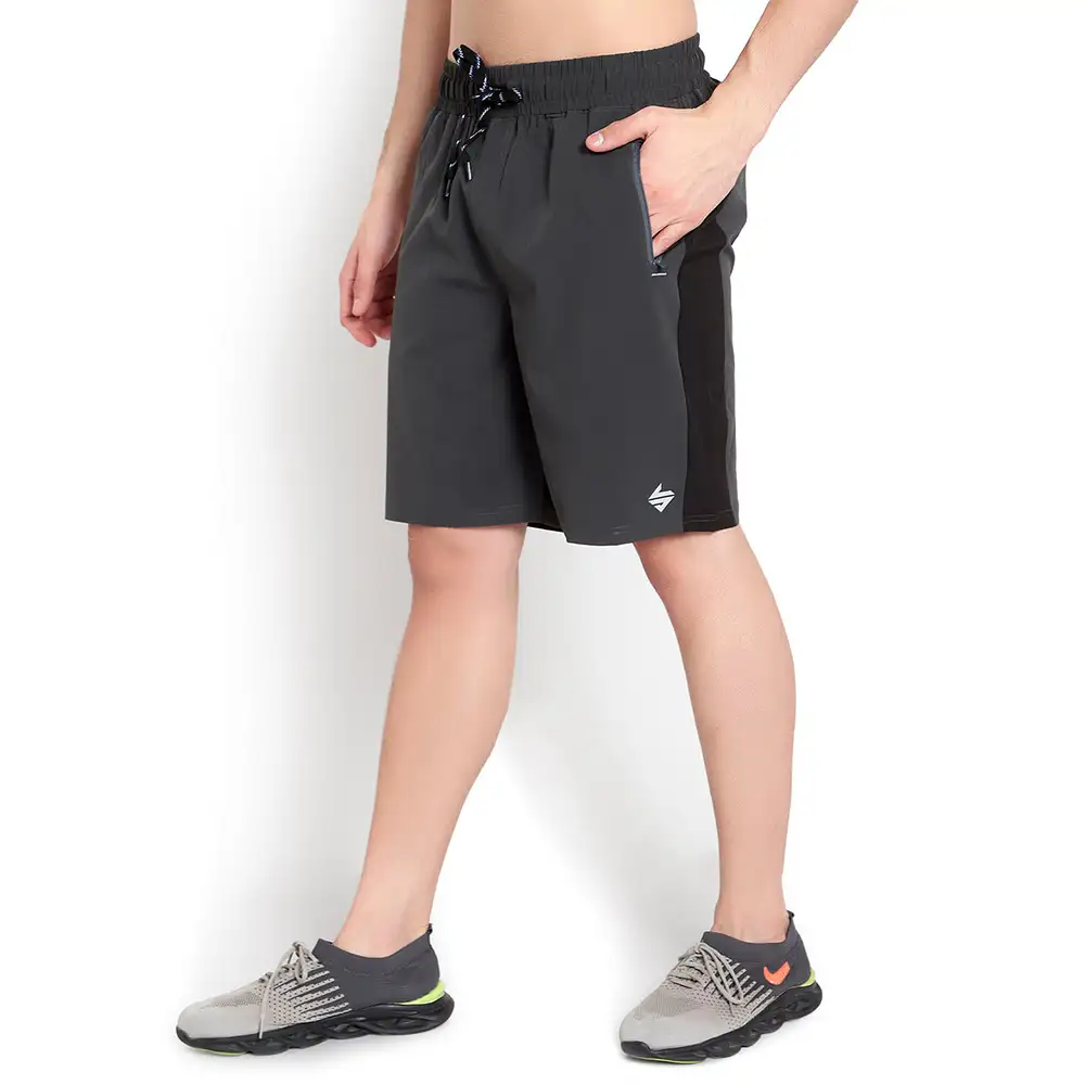 John Ally Dry-Fit Gym Workout Shorts with Zipper Pockets,  Large  Gunmetal Grey