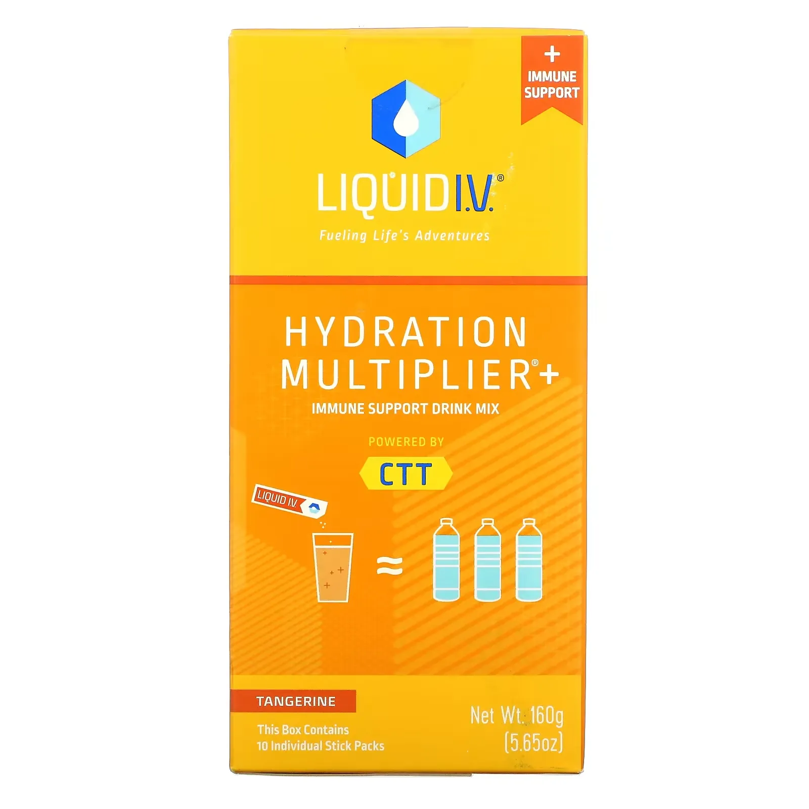 Hydration Multiplier + Immune Support Drink Mix, Tangerine, 10 Individual Stick Packs, 0.56 oz (16 g) Each