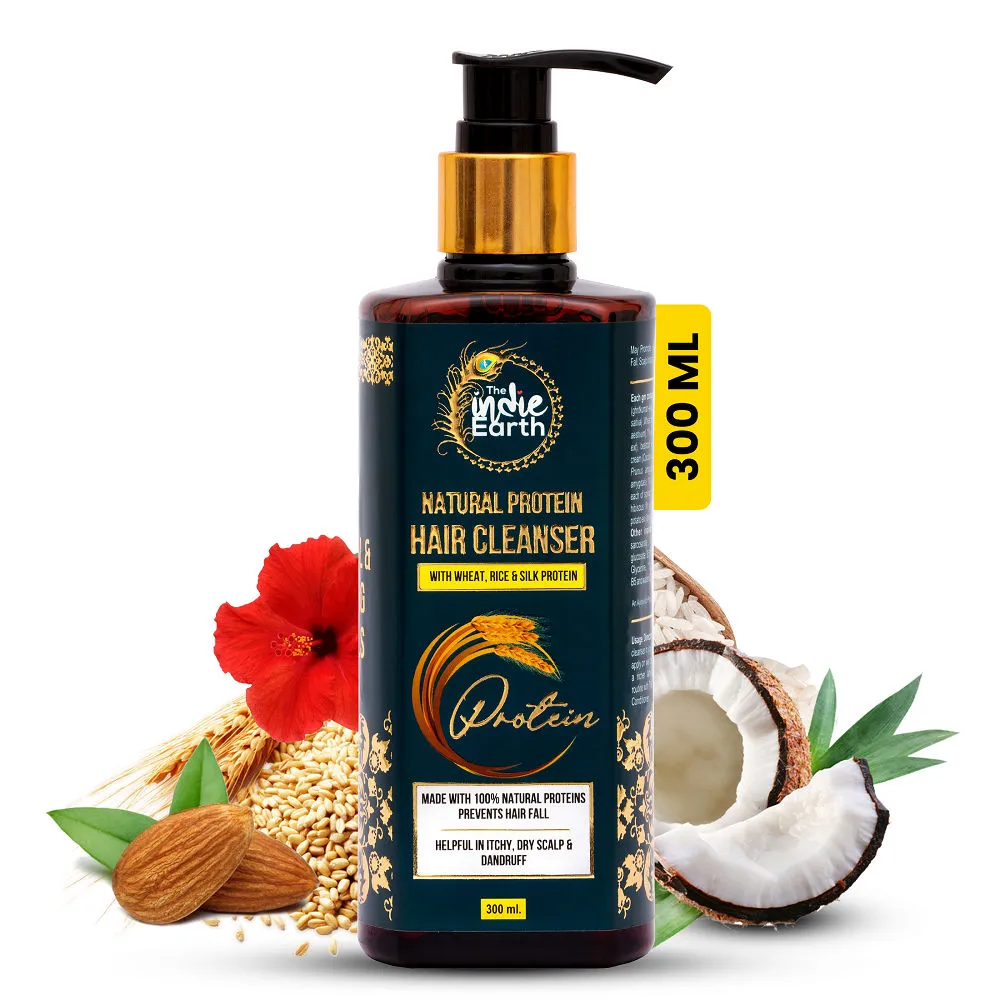 The Indie Earth Natural Protein Hair Cleanser (shampoo) To Strengthen Hair, Add Volume, Shine