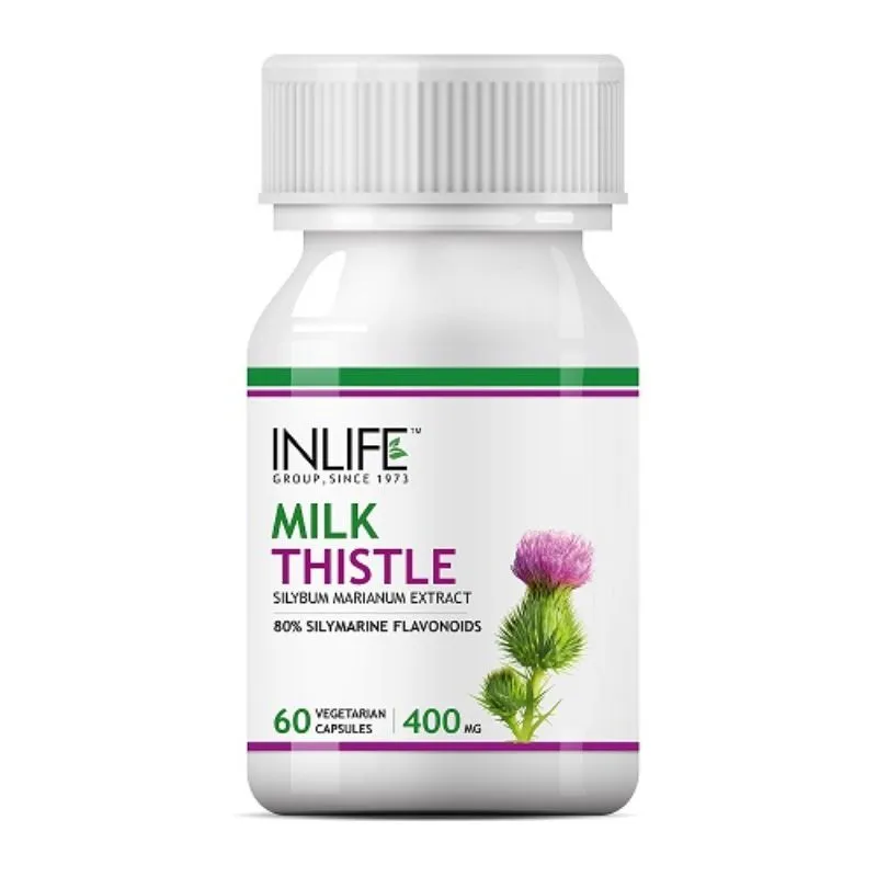 INLIFE Milk Thistle (80% Silymarin) 400mg Supplement(60 Vegetarian Capsules)