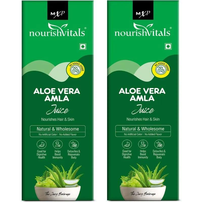 NourishVitals Aloe Vera Amla Jamun Juice - Nourishes Hair & Skin, Natural