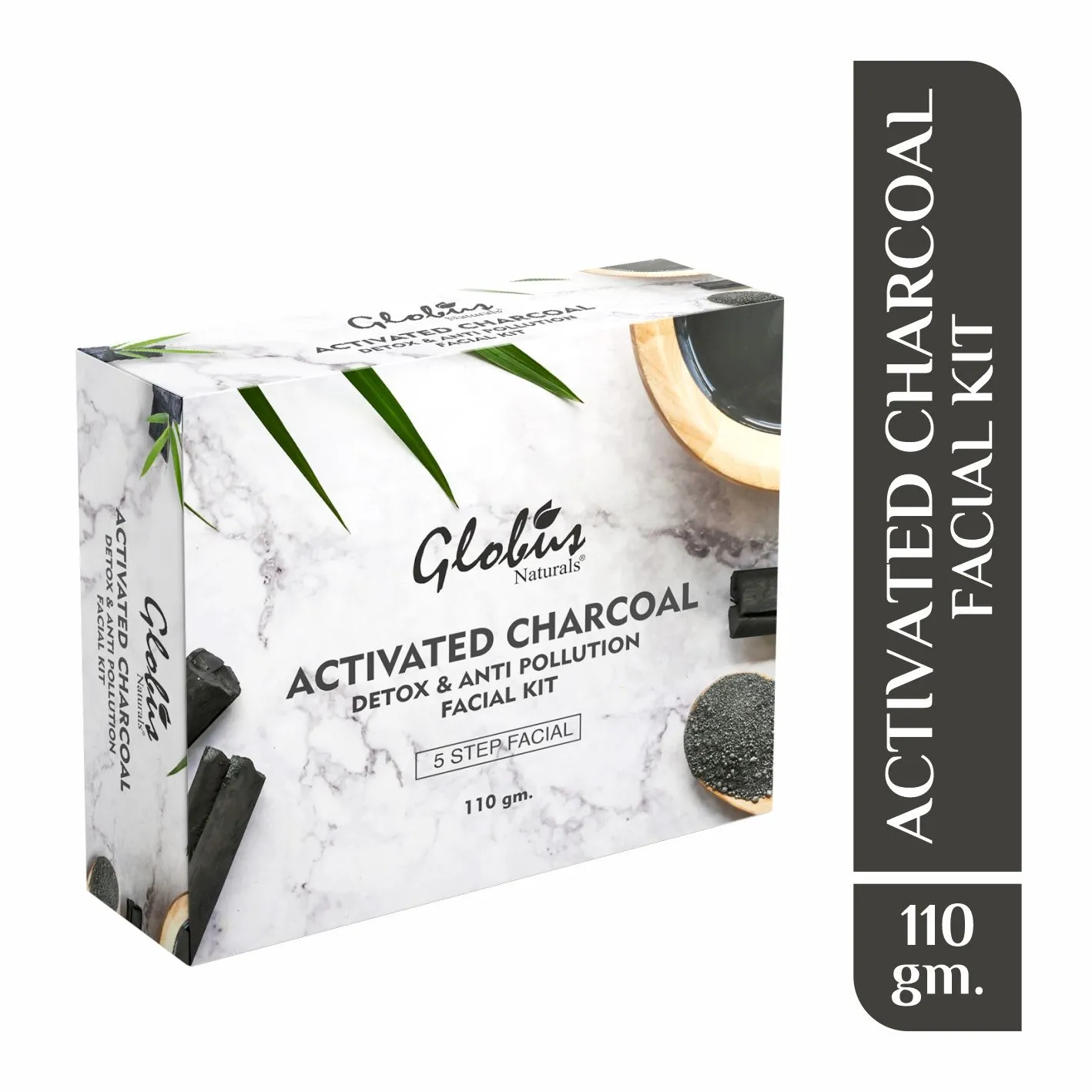 Globus Naturals Charcoal Facial Kit For Skin Exfoliation & Refreshed Glowing Skin