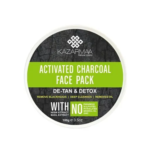 Kazarmaa Activated Charcoal Face Pack With Neem & Basil -no Paraben,silicone