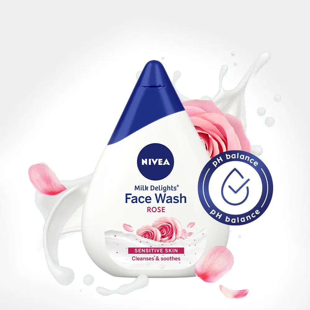 NIVEA Women Face Wash for Sensitive Skin, Milk Delights Rose