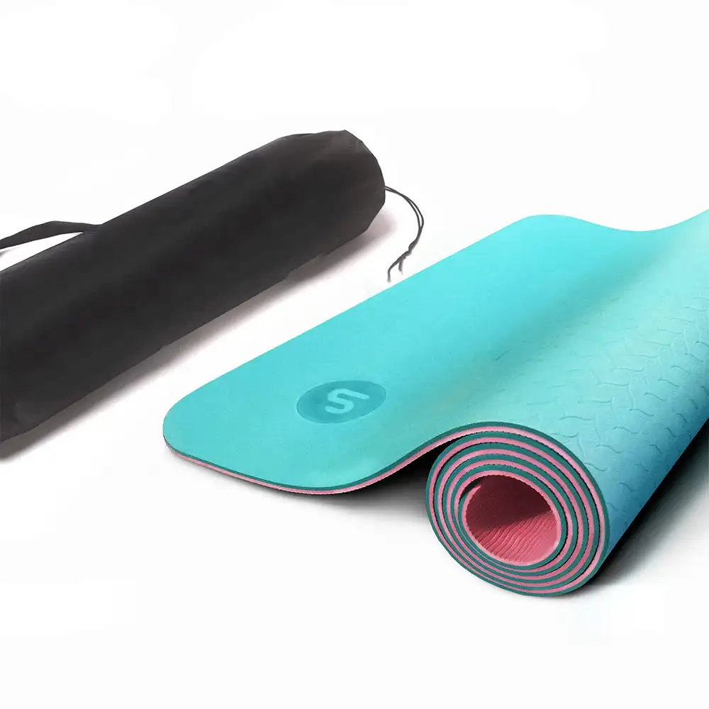 Bodyband TPE Yoga Mat,  Aqua Blue-Pink  6 mm