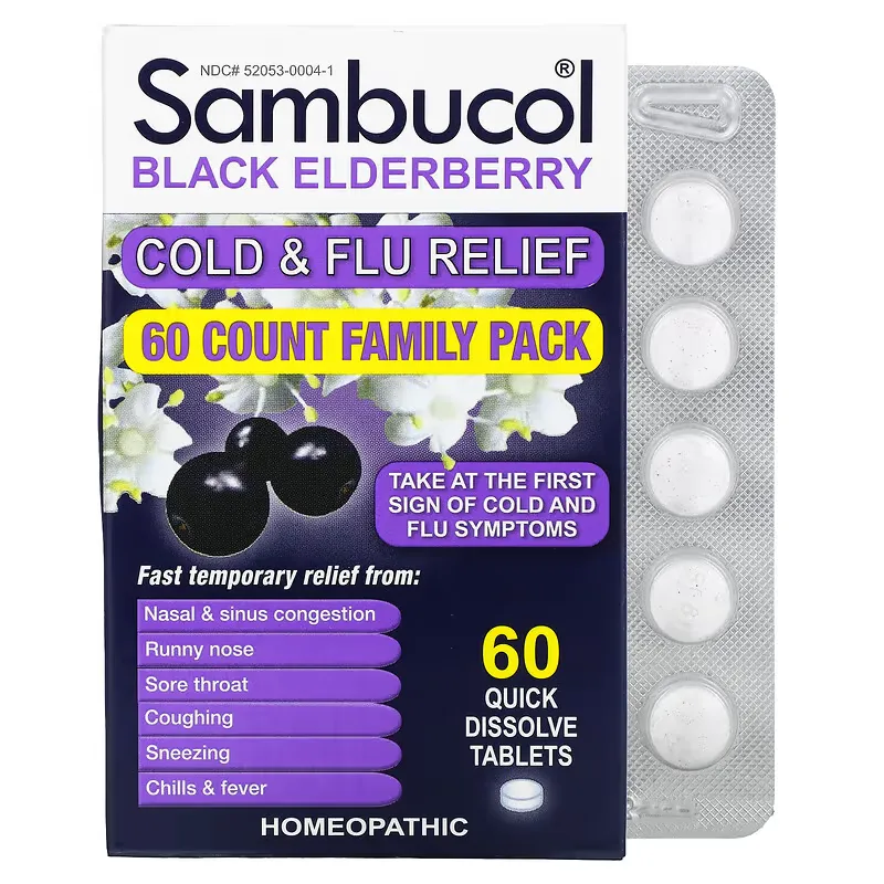 Black Elderberry, Cold & Flu Relief, Family Pack, 60 Quick Dissolve Tablets