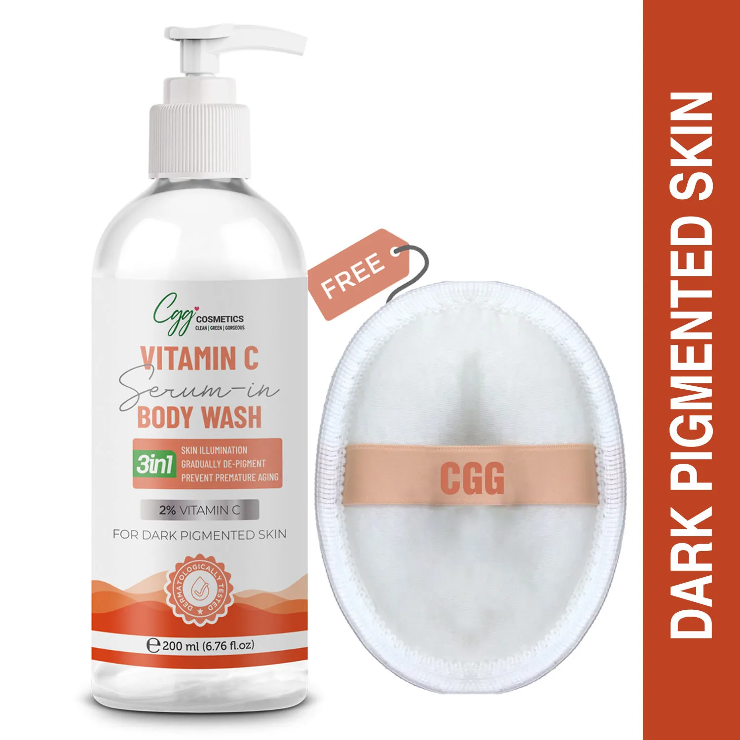 CGG Cosmetics 2% Vitamin C Serum in Body Wash with FREE Gentle Loffah