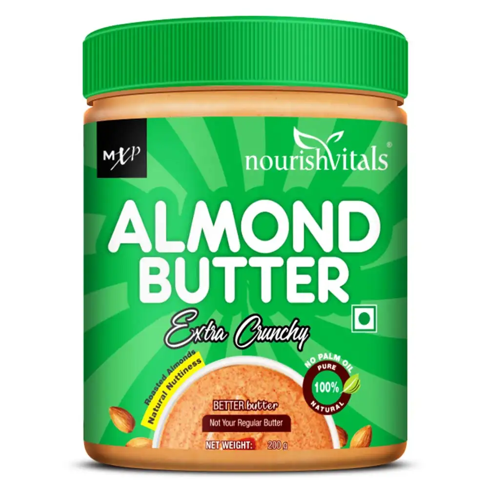 NourishVitals Almond Butter,  Extra Crunchy  0.200 kg