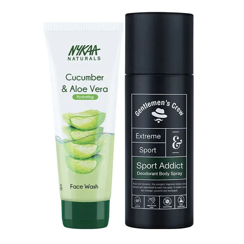 Gentlemen's Crew Deodorant Sport Addict +  Naturals Cucumber & Aloe Vera Face Wash