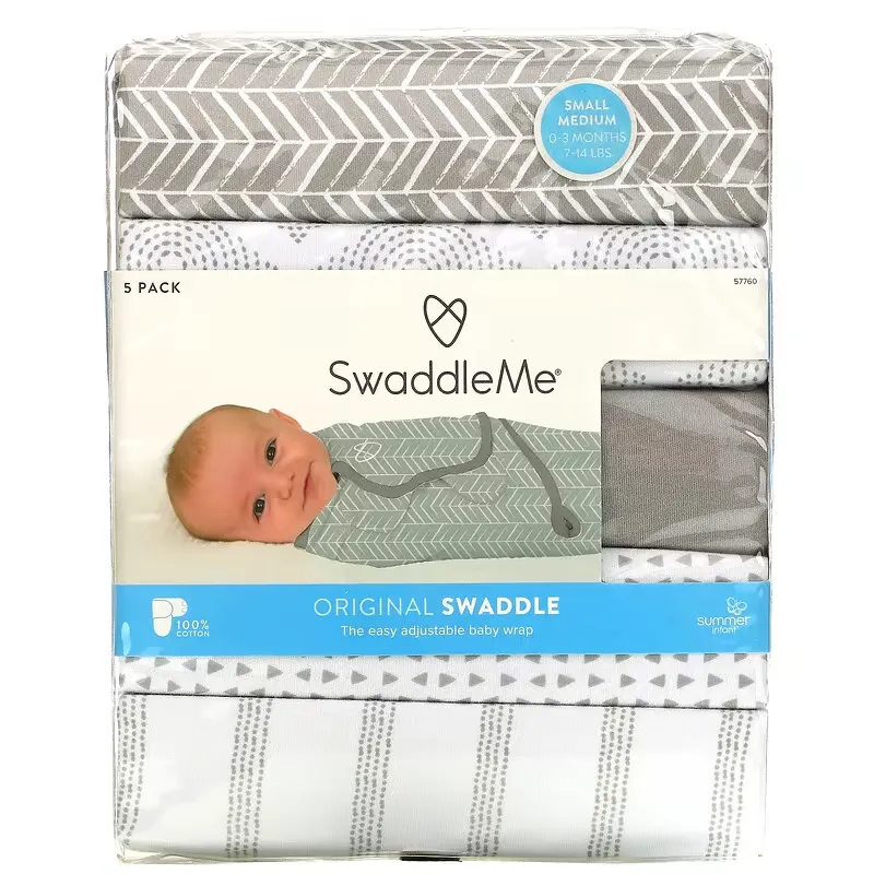 SwaddleMe, Original Swaddle, Small/Medium,  0-3 Months, Grey, 5 Pack