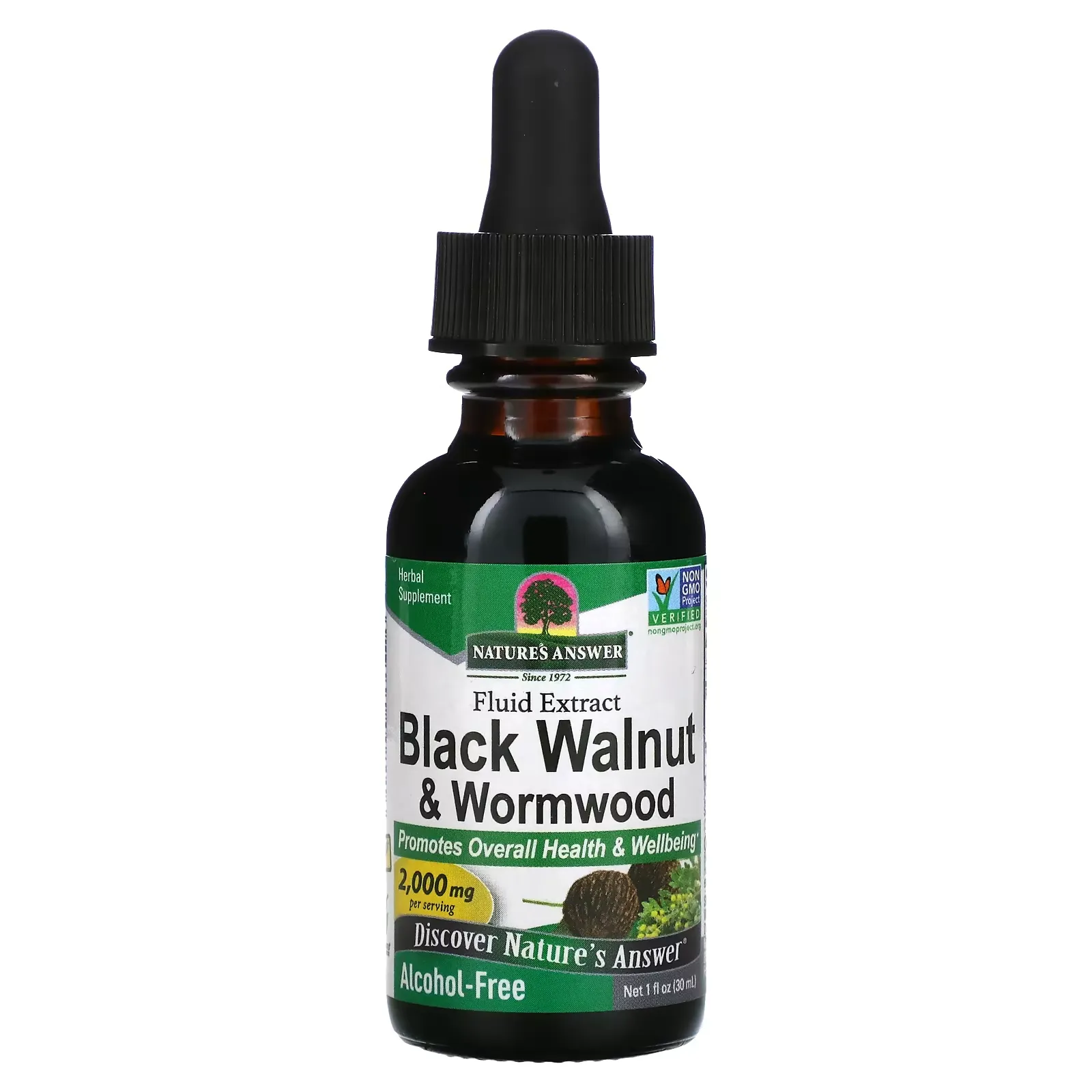 Black Walnut & Wormwood, Fluid Extract, Alcohol-Free, 2,000 mg, 1 fl oz (30 ml)