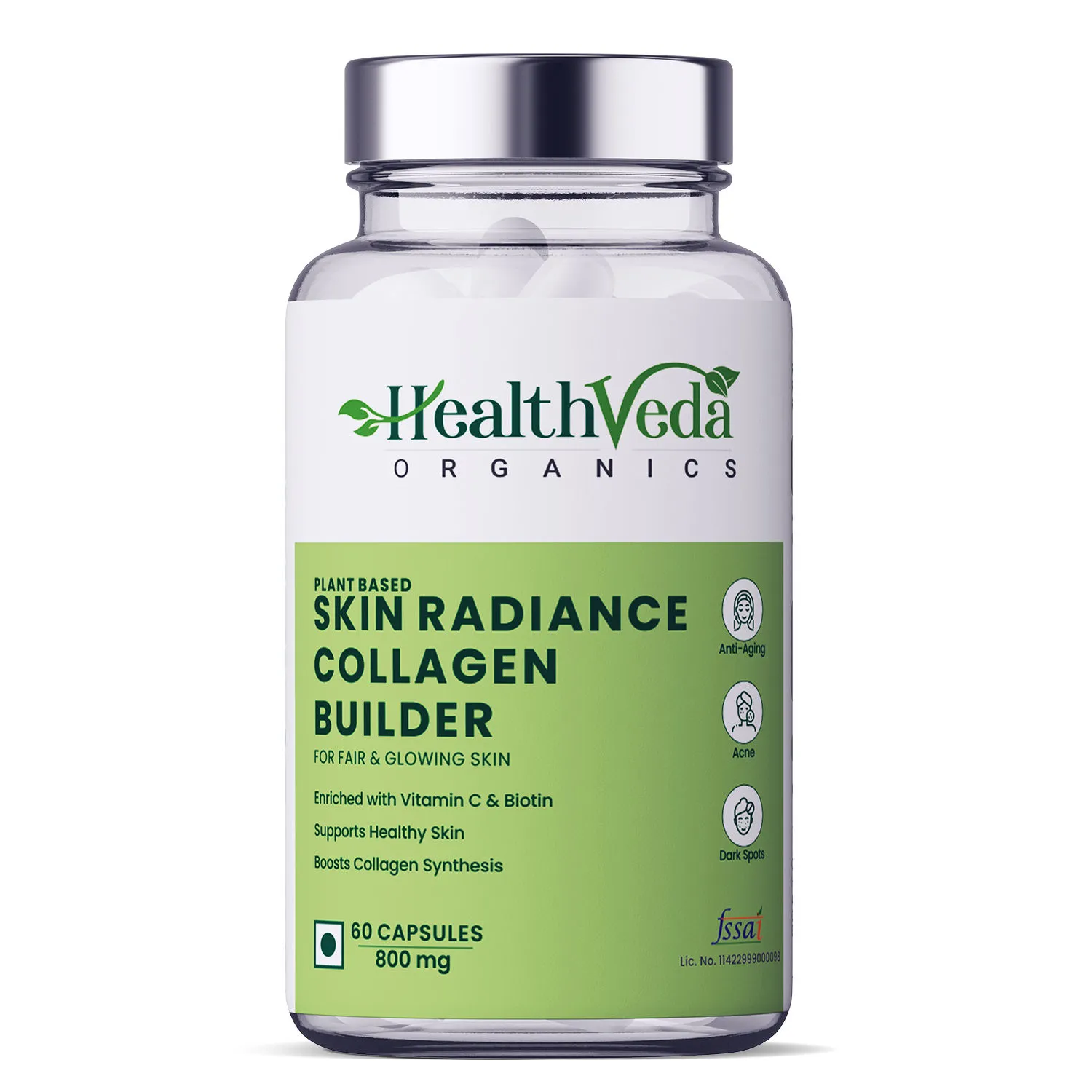 Health Veda Organics Plant Based Skin Radiance Collagen Builder Capsules