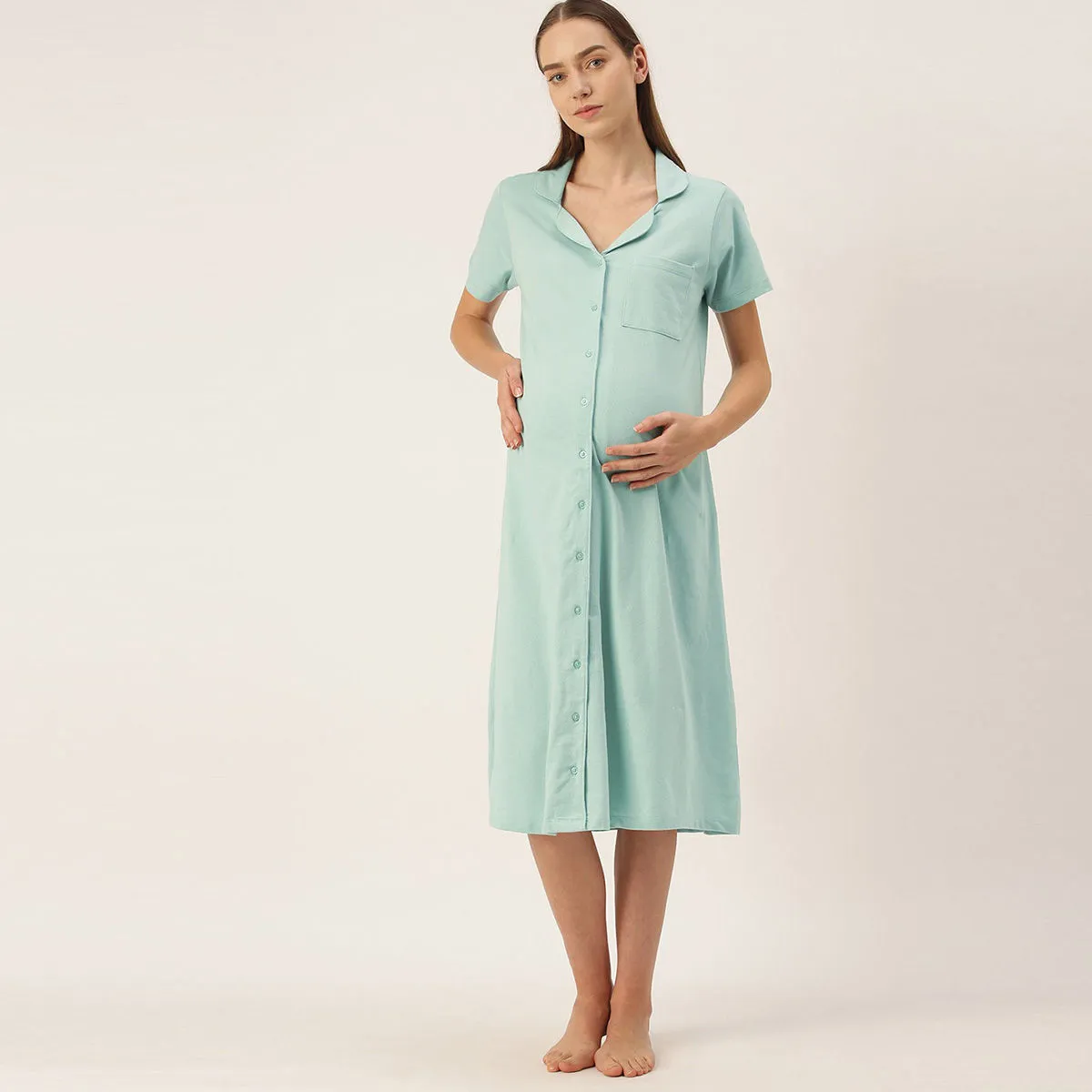 Nejo Feeding/Nursing Maternity Hospital Dress - Green