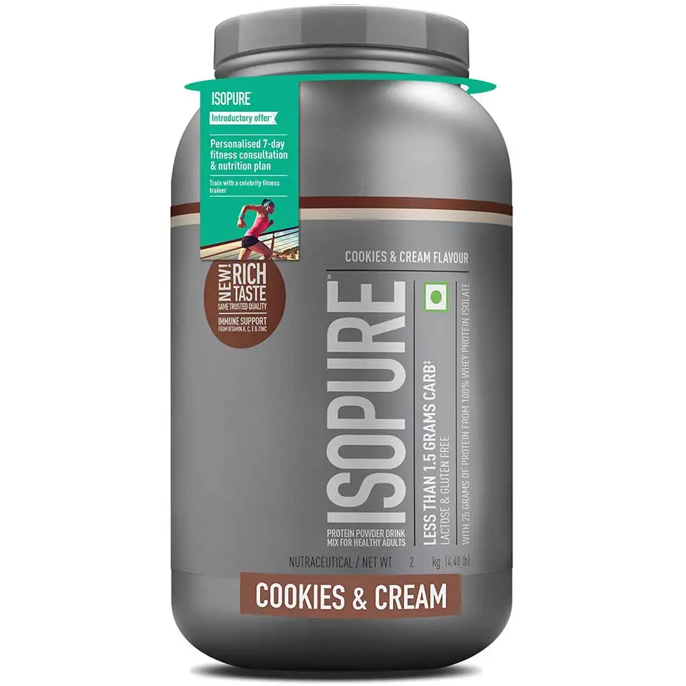 Isopure 100% Whey Protein Isolate with Less Than 1.5 Grams Carbs,  4.4 lb  Cookies & Cream