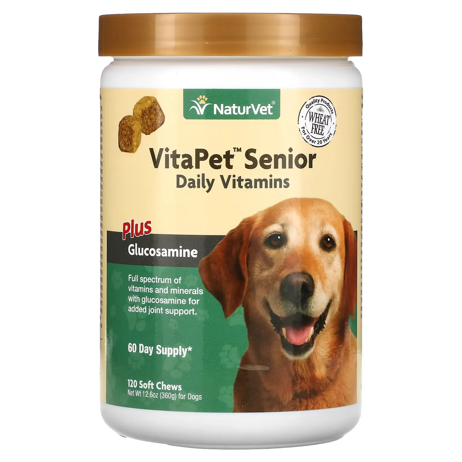 VitaPet Senior, Daily Vitamins Plus Glucosamine, For Dogs, 120 Soft Chews, 12.6 oz (360 g)