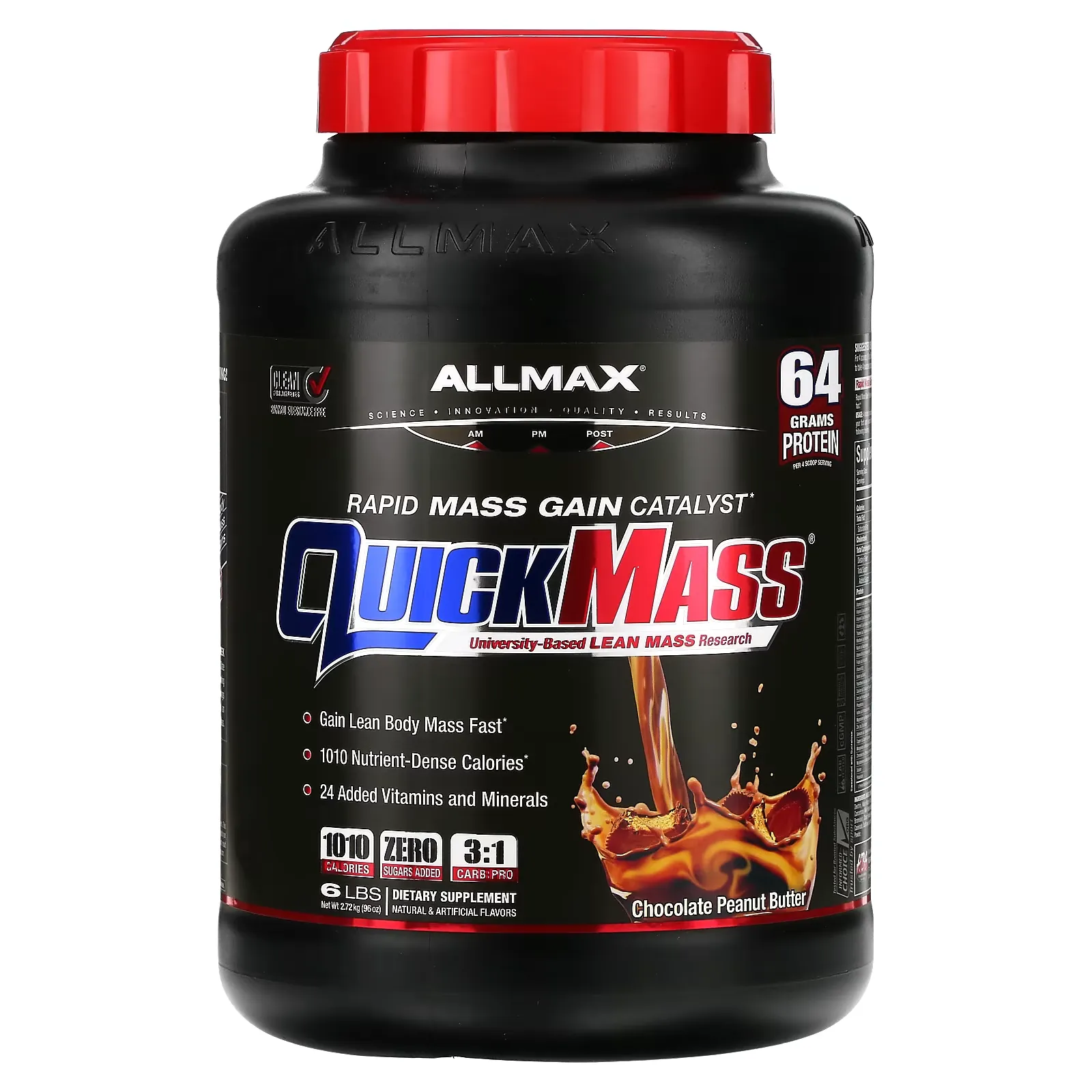 QuickMass, Rapid Mass Gain Catalyst, Chocolate Peanut Butter, 6 lbs (2.72 kg)