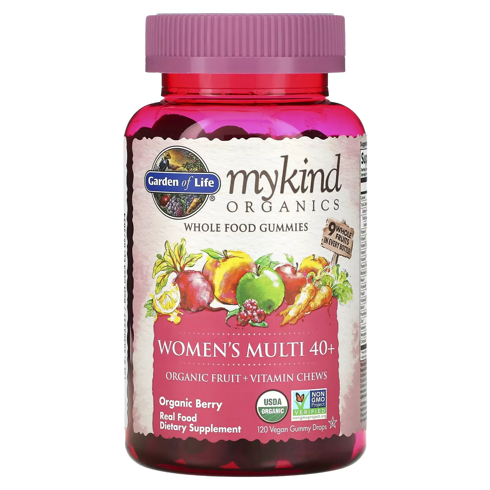 MyKind Organics, Women's Multi 40+, Organic Berry, 120 Vegan Gummy Drops