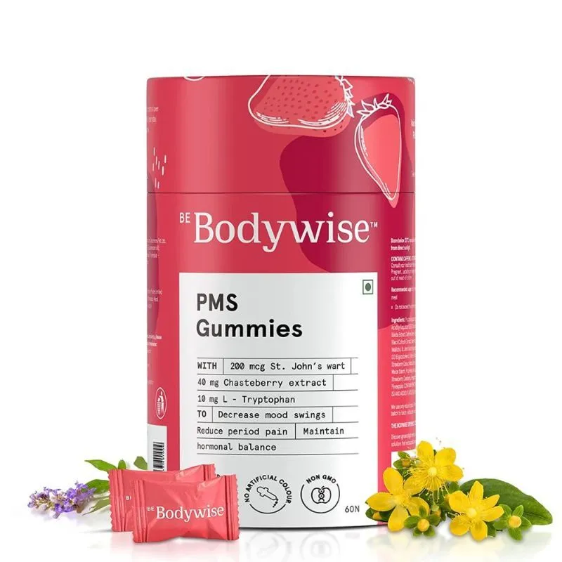 Be Bodywise Pms Gummies For Women (Formulated For Mood Swings, Cramps, Hormonal Imbalance)