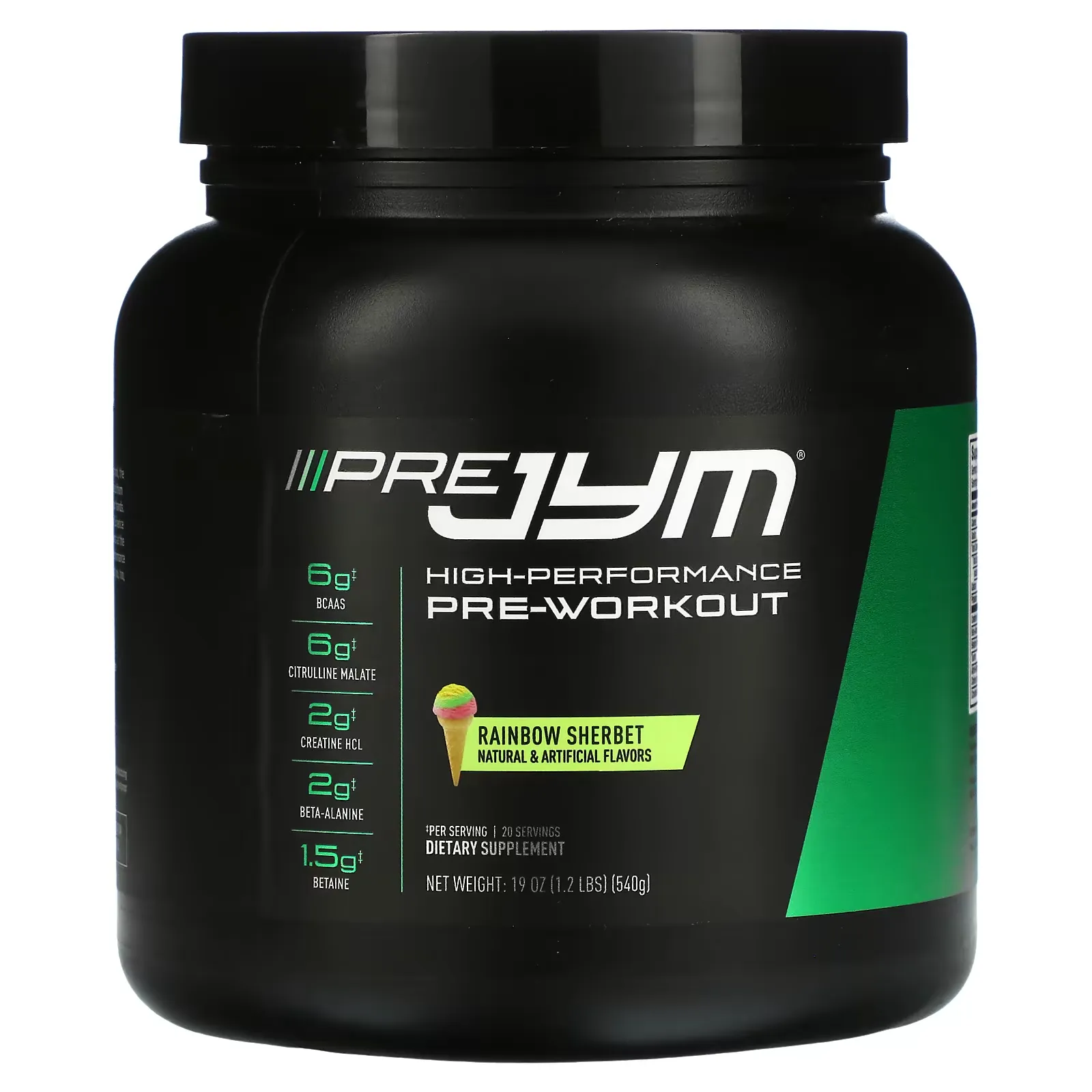 Pre JYM, High Performance Pre-Workout, Rainbow Sherbet, 1.2 lbs (540 g)