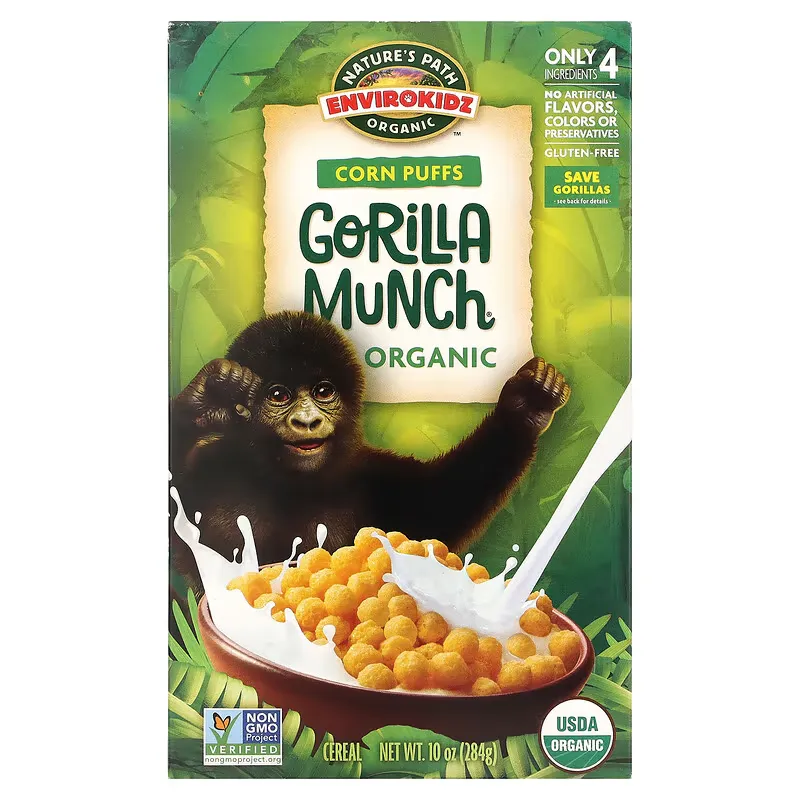 EnviroKidz, Organic Corn Puffs Gorilla Munch Cereal, 10 oz (284 g)