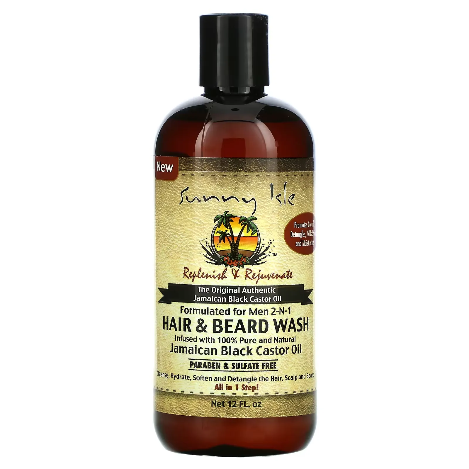 Men 2-N-1 Hair & Beard Wash with Jamaican Black Castor Oil, 12 fl oz