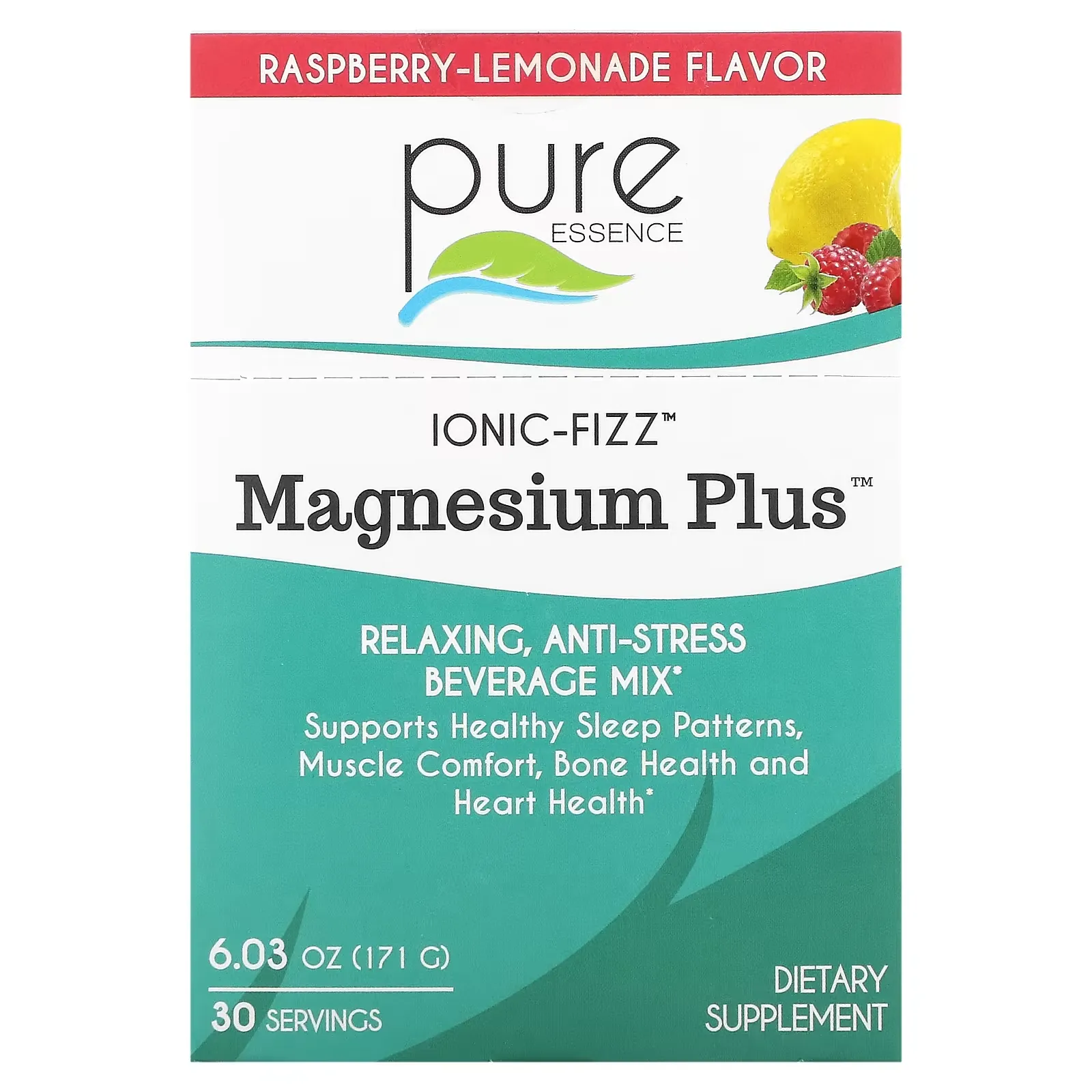 Ionic-Fizz, Magnesium Plus, Raspberry Lemonade, 30 Packets, 0.2 oz (5.7 g) Each