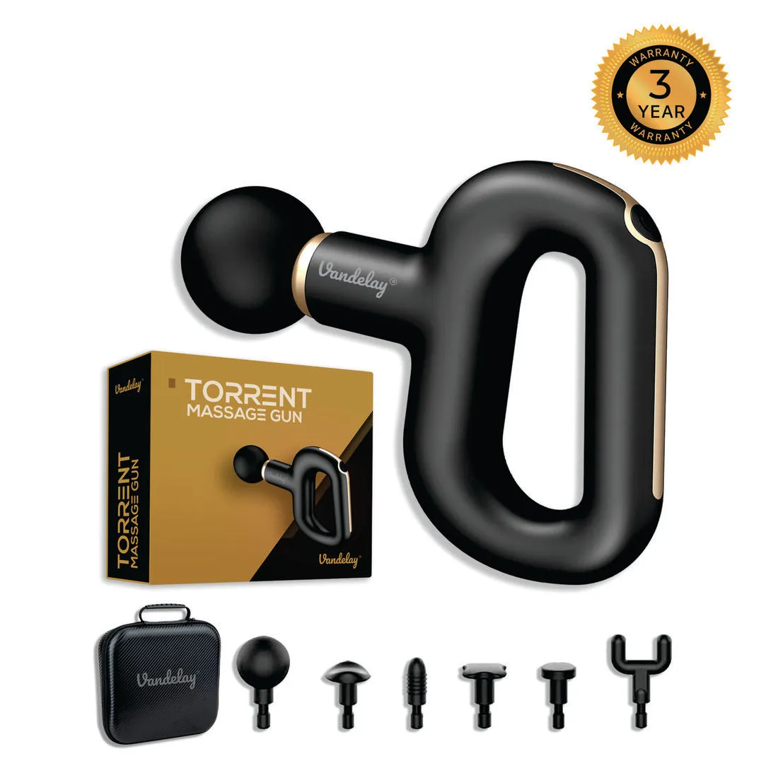 Vandelay Torrent Deep Tissue Massage Gun | All New Percussion Body Massager For Pain Relief (Black)