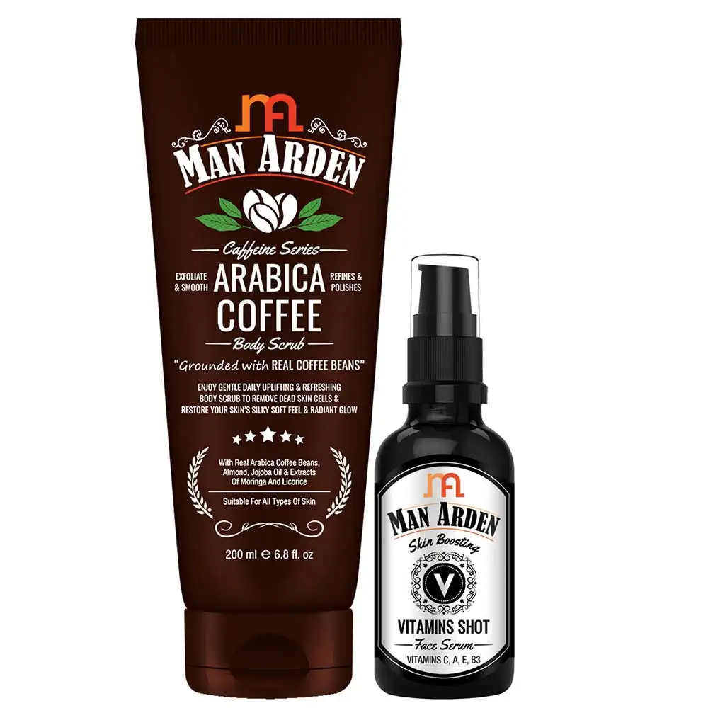 Man Arden Skin Care Combo,  2 Piece(s)/Pack  Arabica Coffee Body Scrub, Vitamins Shot Face Serum