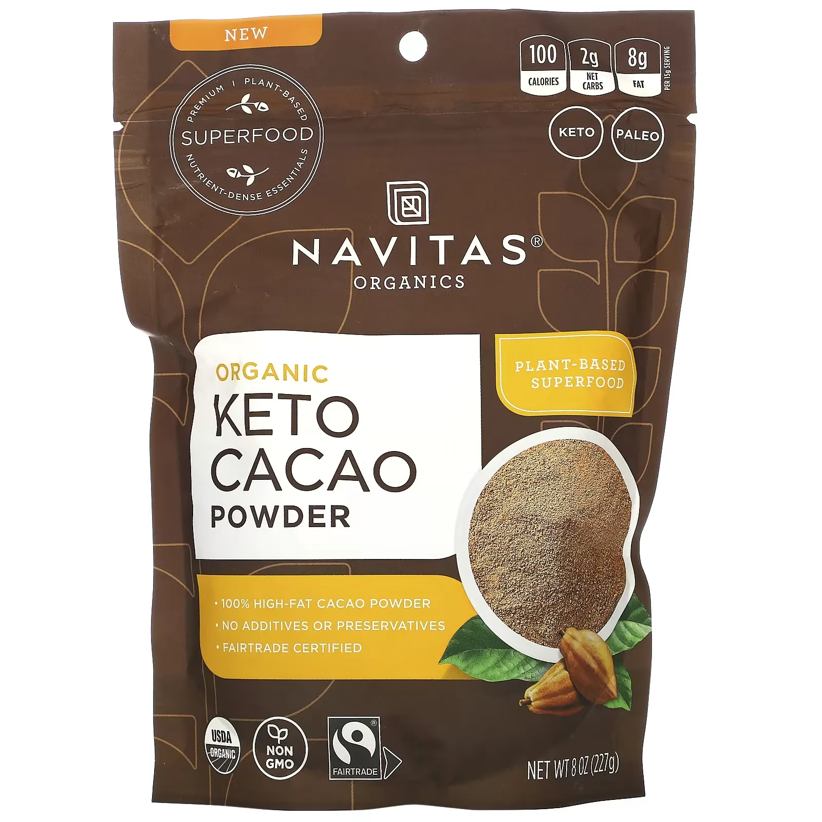 Organic Keto Cacao Powder, 8 oz (227 g)