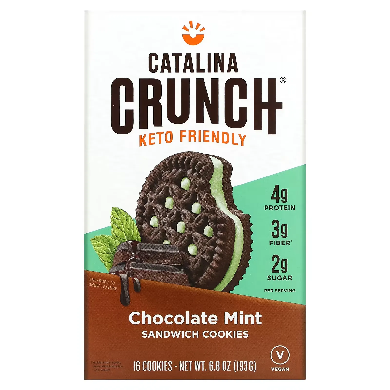 Keto Sandwich Cookies, Chocolate Mint, 16 Cookies, 6.8 oz (193 g)