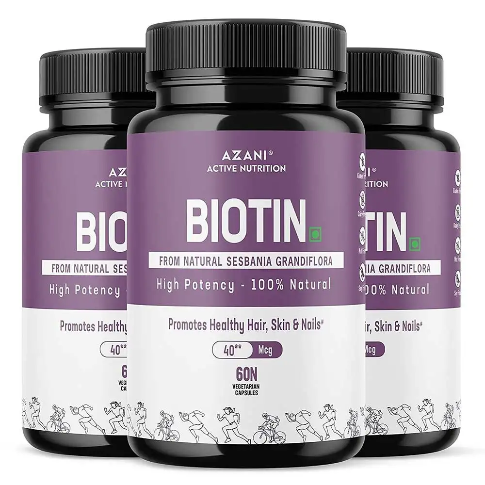 Azani Active Nutrition Biotin,  60 capsules  Unflavoured (Pack of 3)