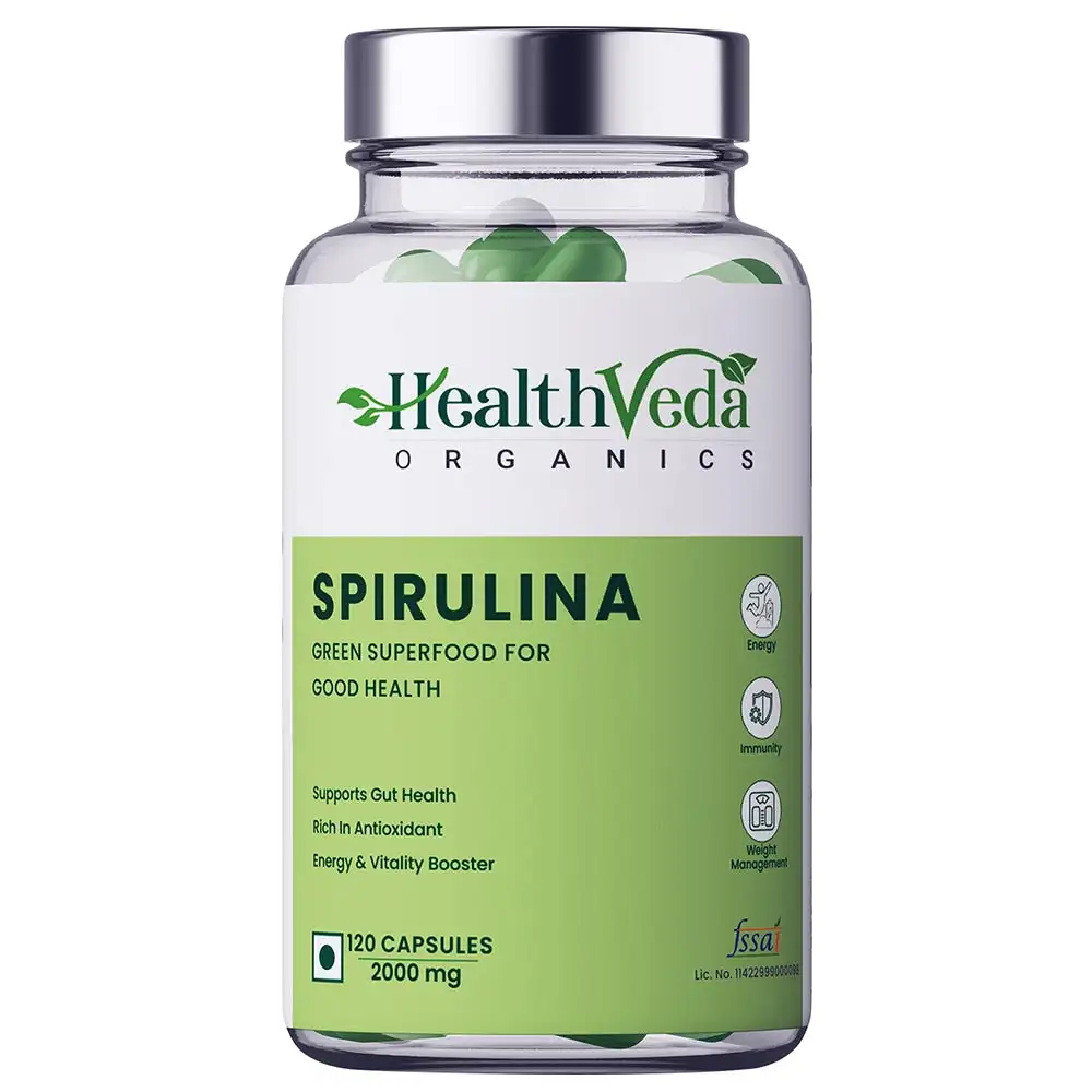 Health Veda Organics Spirulina,  120 veggie capsule(s)