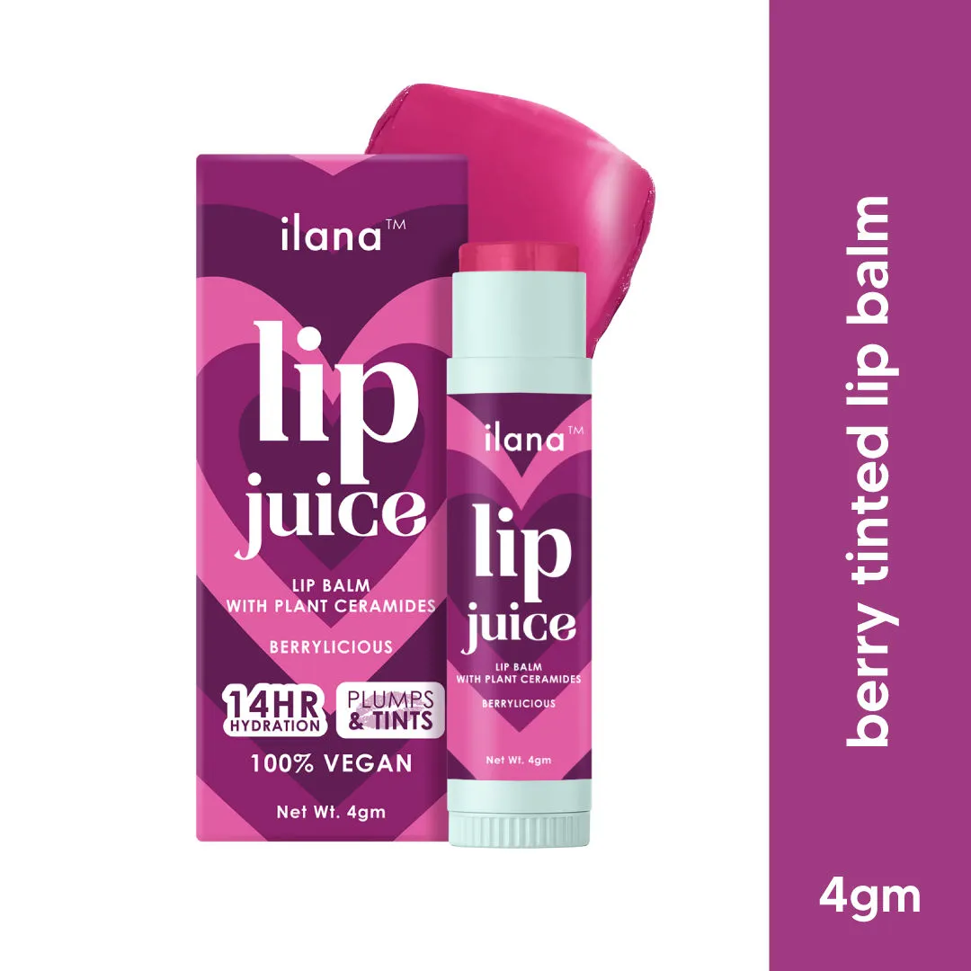 Ilana Lip Juice Hydrating And Plumping Vegan Tinted Lip Balm - Berrylicious