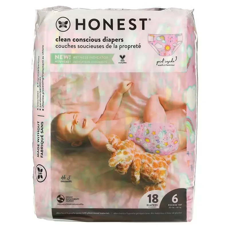 Honest Diapers, Size 6, 35+ lbs, Sky's The Limit, 18 Diapers