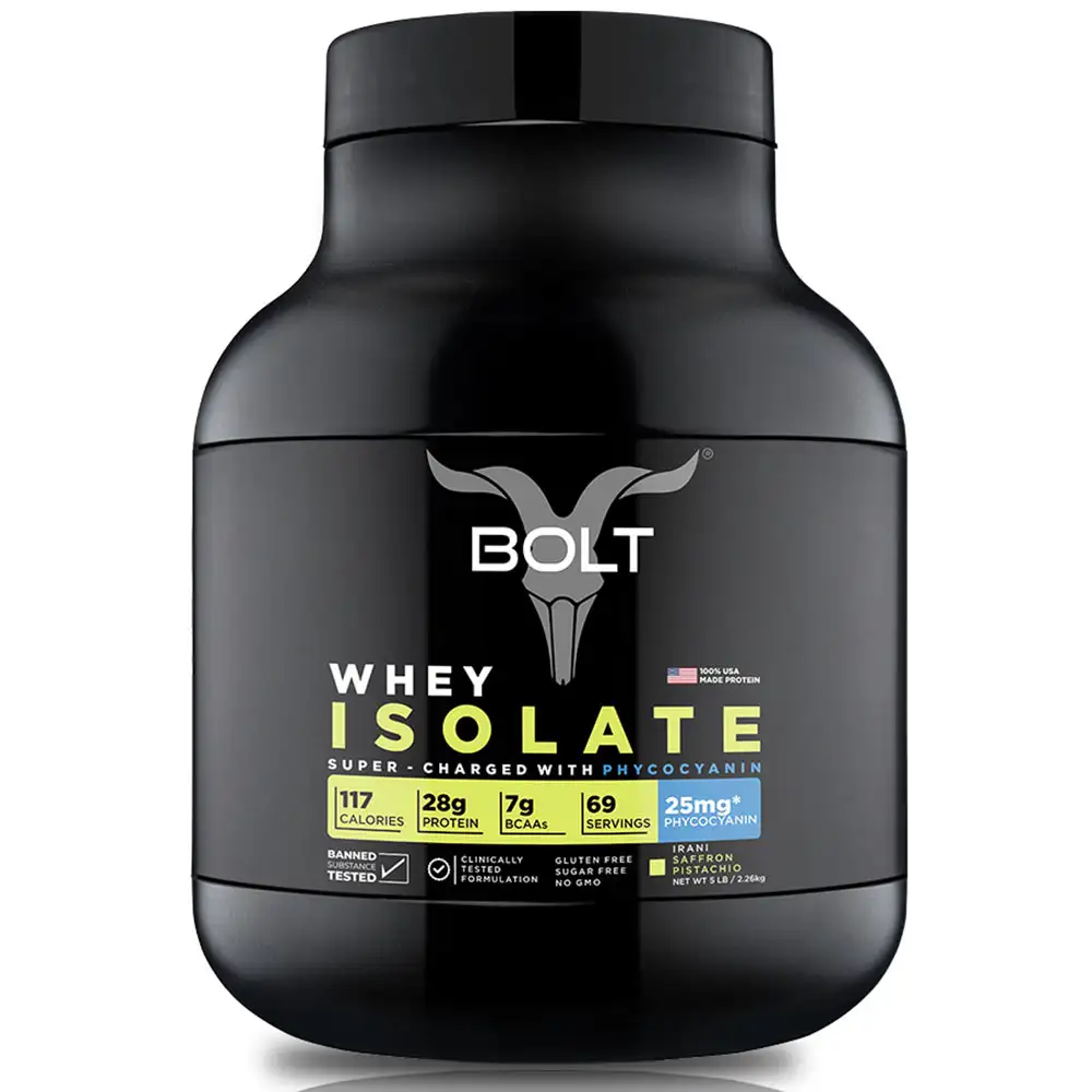 Bolt Whey Isolate Super-Charged With Phycocyanin,  5 lb  Irani Saffron Pistachio