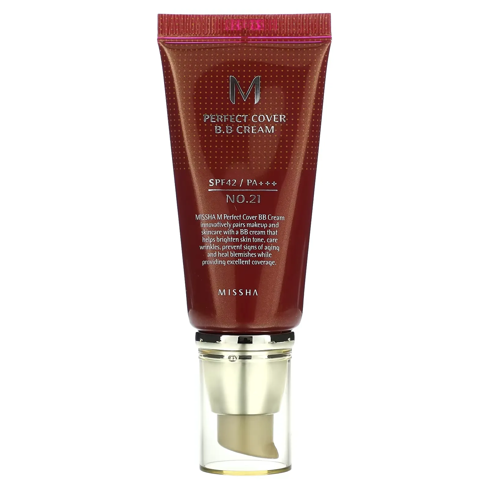 M Perfect Cover B.B Cream, SPF 42 PA+++, No. 21 Light Beige, 1.7 oz (50 ml)