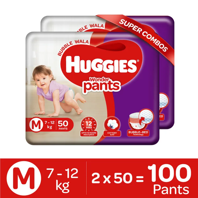 Huggies Wonder Pants - Medium Size Diapers - Combo - Pack Of 2