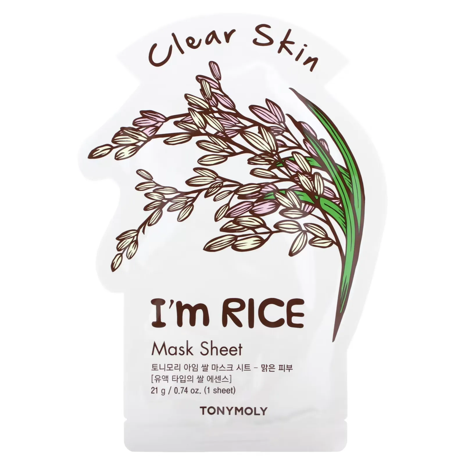 I'm Rice, Clear Skin Beauty Mask Sheet, 1 Sheet, 0.74 oz (21 g)