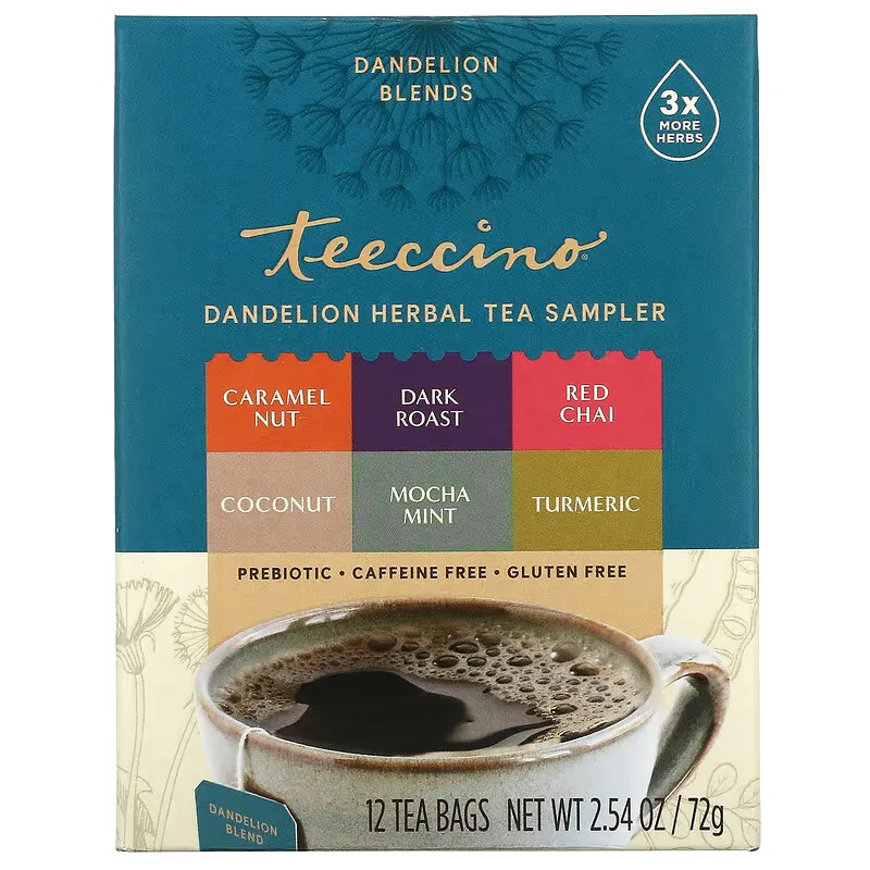 Dandelion Herbal Tea Sampler, 6 Flavors, Caffeine Free, 12 Tea Bags, 2.54 oz (72 g)