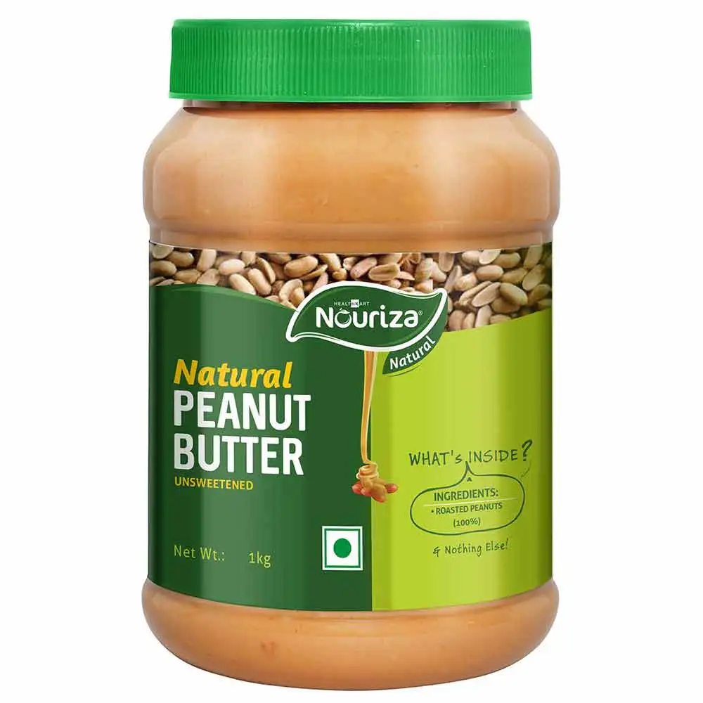 Nouriza Peanut Butter 100% Natural Unsweetened,  1 kg  Creamy