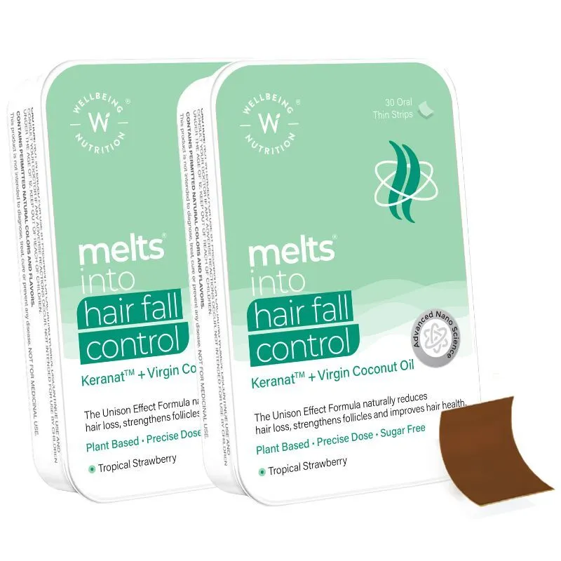 Wellbeing Nutrition Melts Hair Fall Control Hair Loss Support Improved Volume & Growth - Pack Of 2