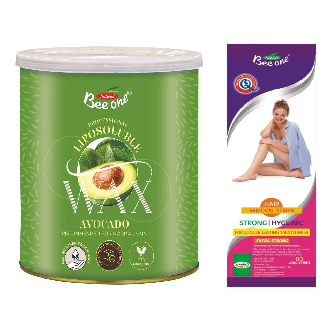 Beeone Waxing Combo - Avocado Liposoluble Wax + Disposable Strips