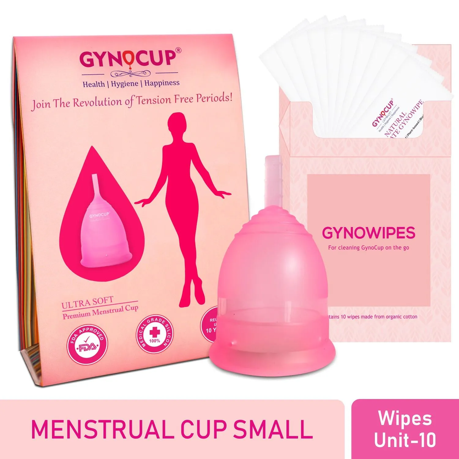 GynoCup Menstrual Cup and Natural Intimate Wipes Combo (Small)