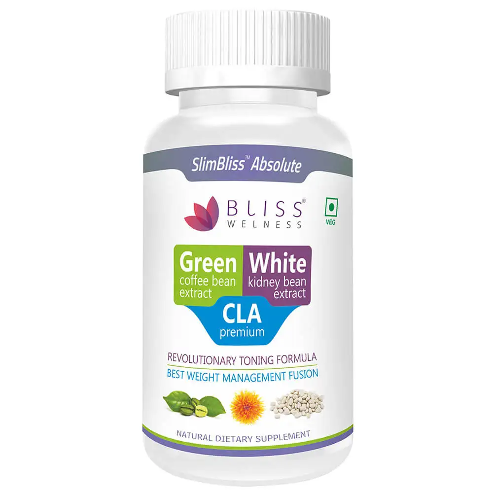 Bliss Welness Green Coffee Bean Extract  White Kidney Bean Extract and CLA,  120 capsules