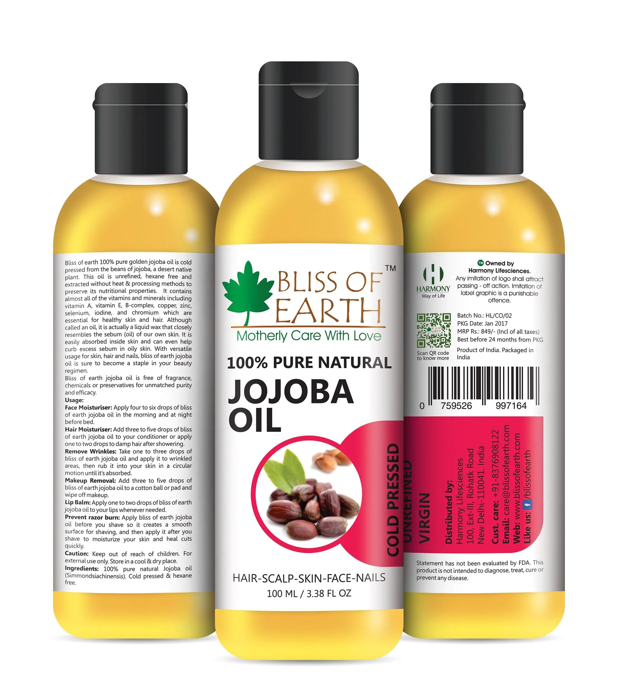 Bliss Of Earth Natural Jojoba Oil