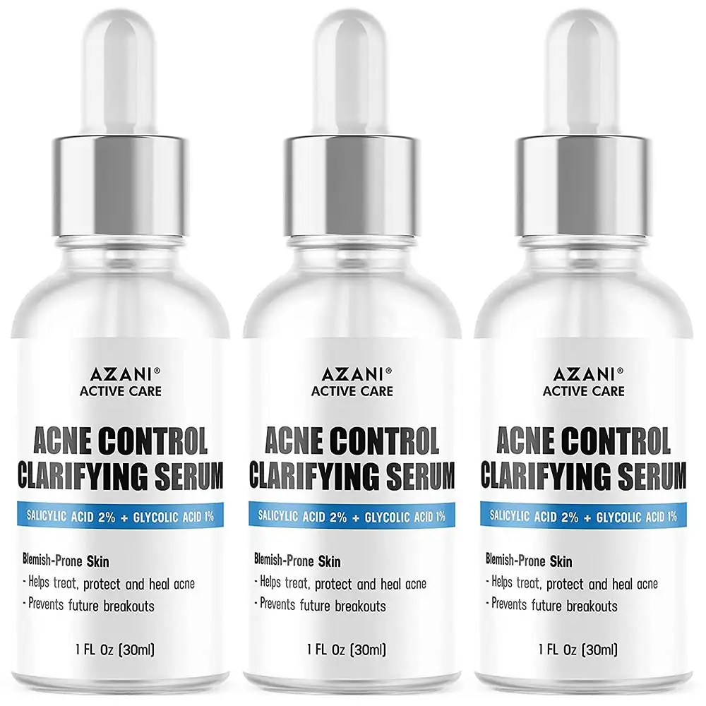 Azani Active Care Acne Control Clarifying Serum,  30 ml  Salicylic Acid 2% & Glycolic Acid 1% (Pack of 3)