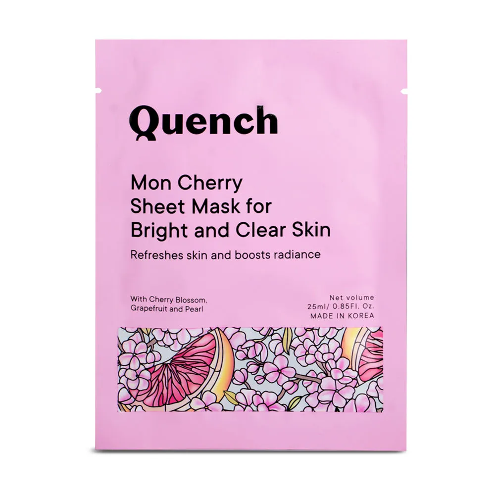 Quench Mon Cherry Sheet Mask For Bright And Clear Skin, Drenched With Serum - Pack Of 1