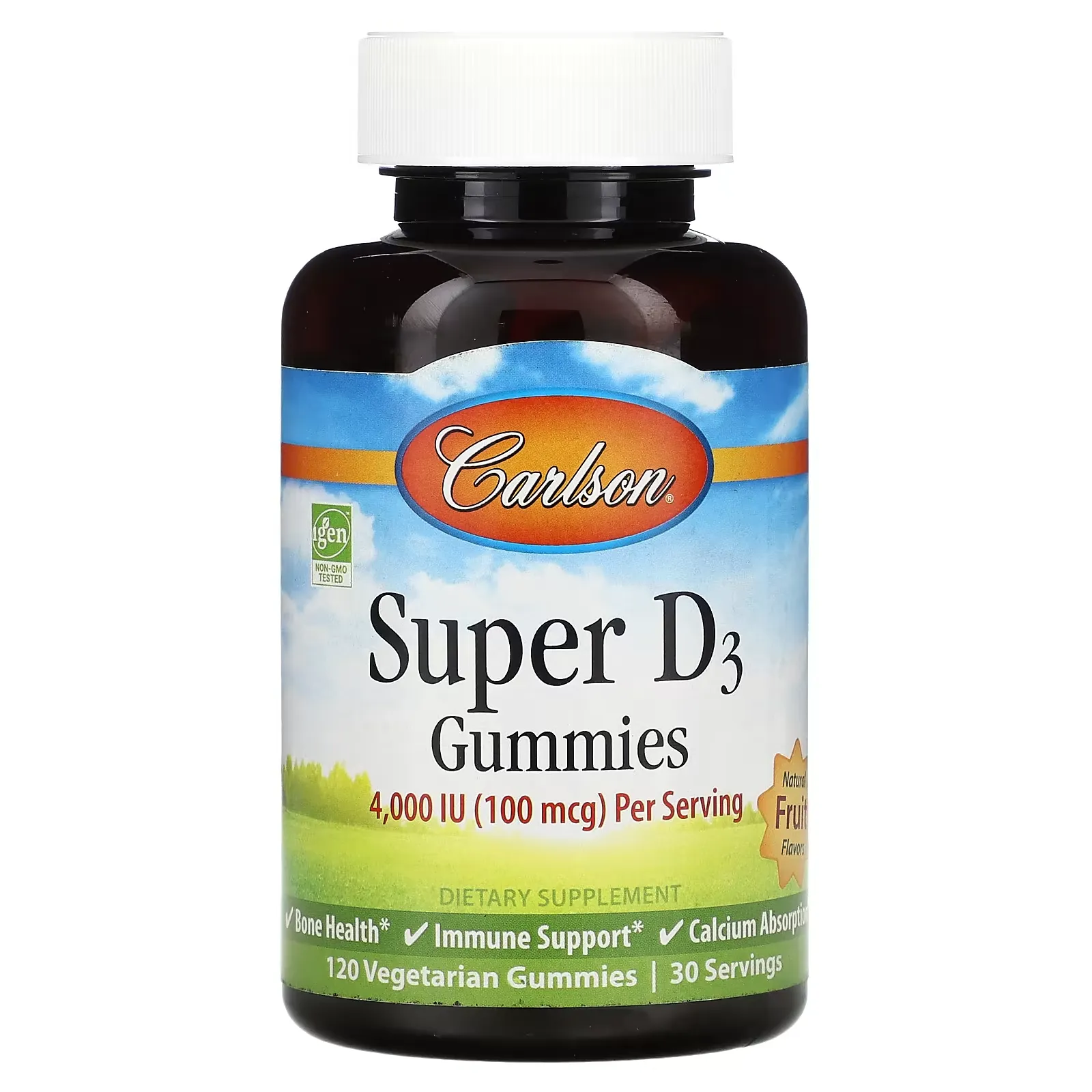 Super D3 Gummies,  Natural Fruit , 25 mcg (1,000 IU), 120 Vegetarian Gummies