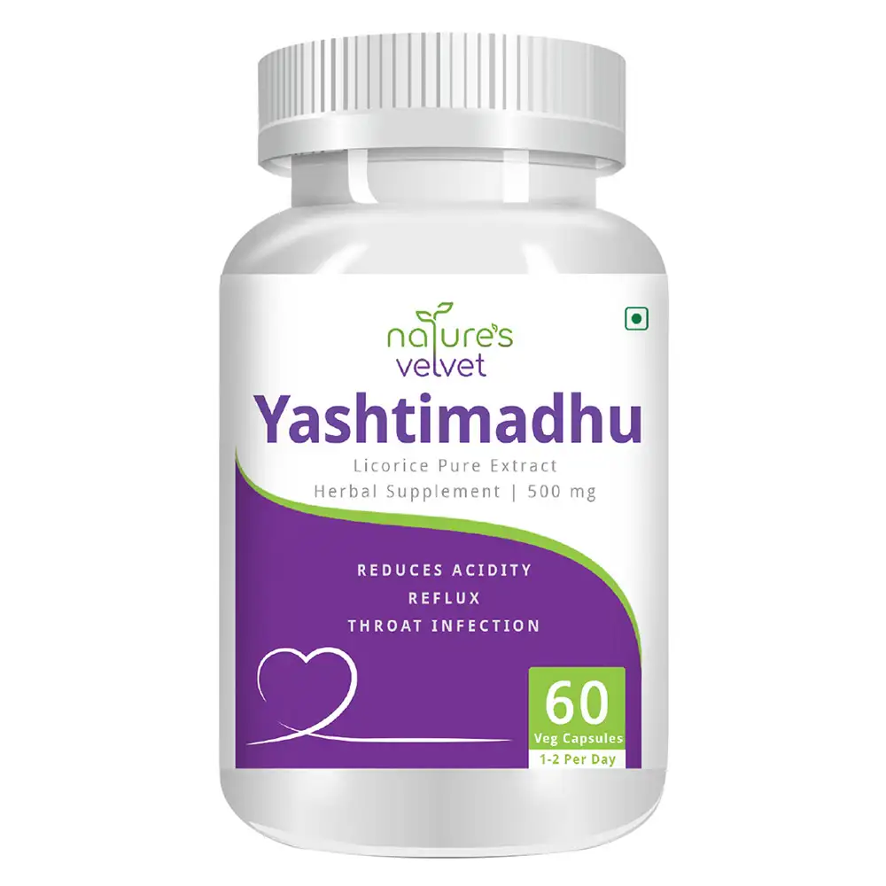 Natures Velvet Yashtimadhu Pure Extract (500 mg),  60 capsules